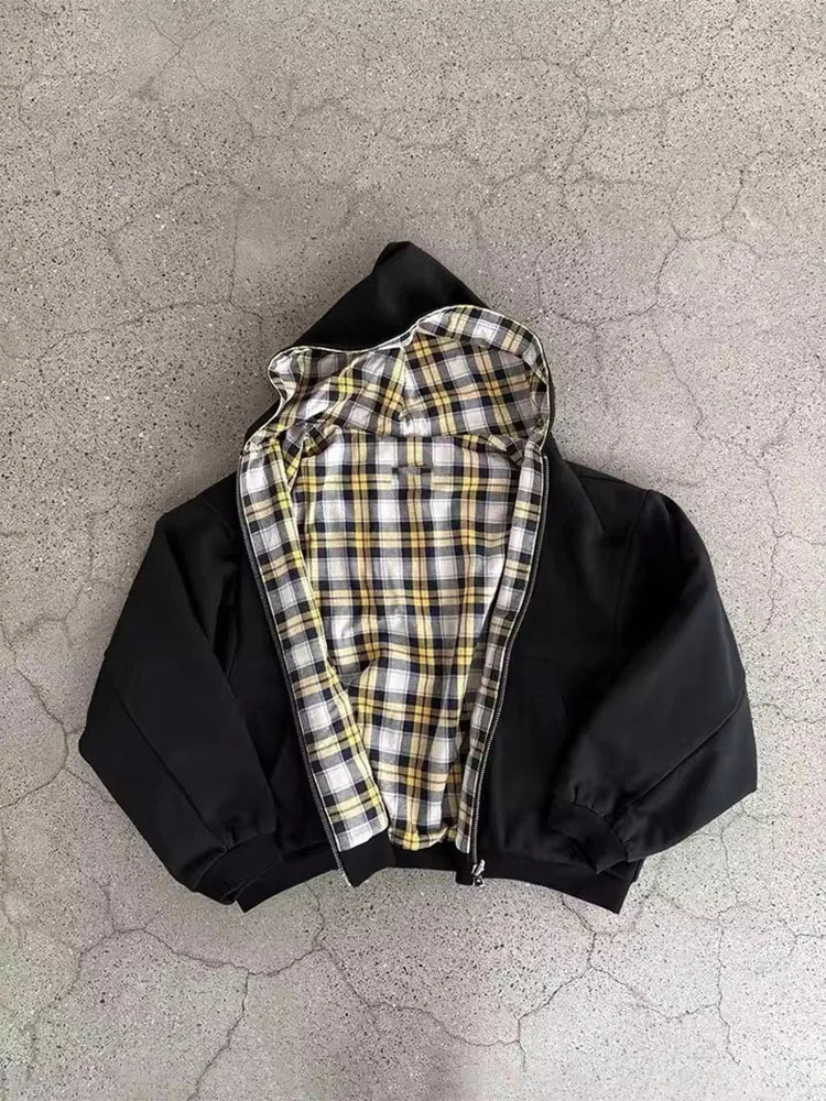 Plaid Reversible Zip Hoodie – Women