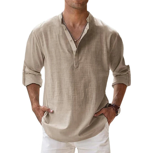 Cotton Linen Henley Shirt – Men