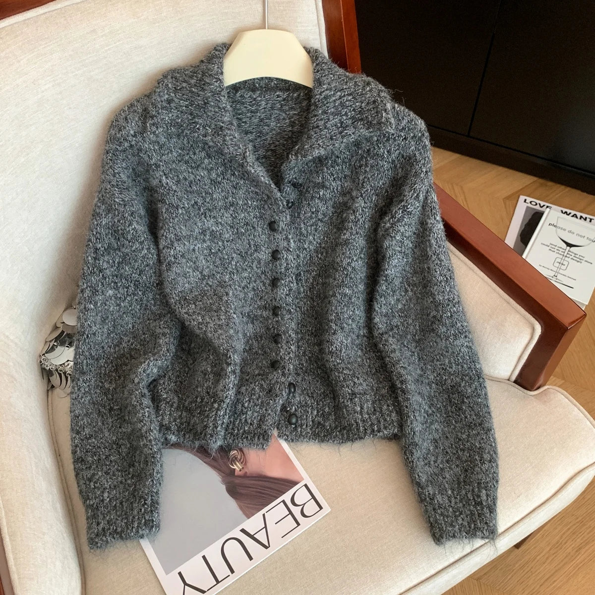 Retro Turtleneck Cardigan – Women