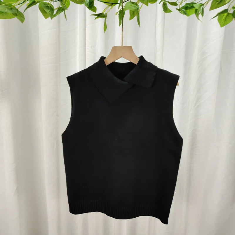 Gilet sans manches en maille à revers – Femme