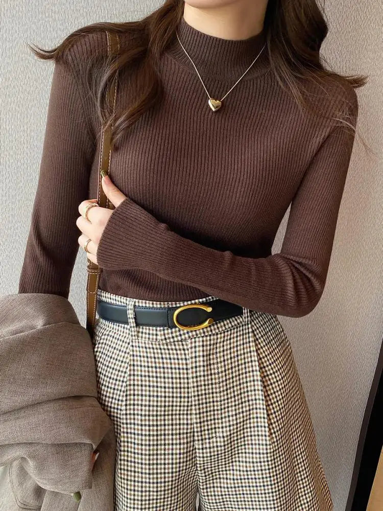Pull vintage en maille à col montant – Femme