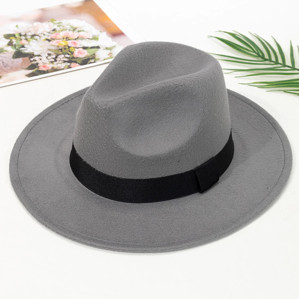 Wide-Brim Wool Fedora Hat – Unisex