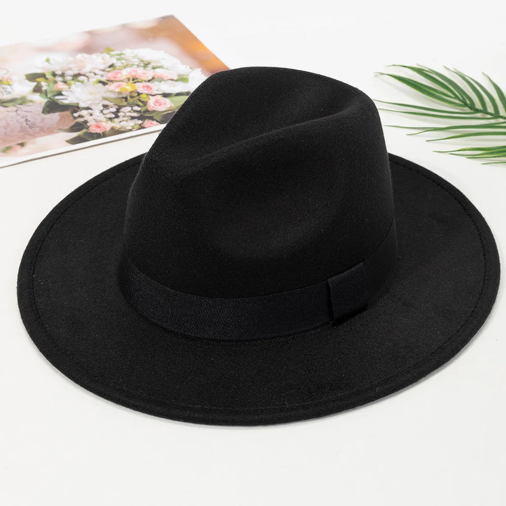 Wide-Brim Wool Fedora Hat – Unisex