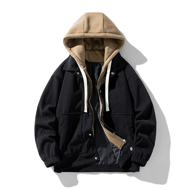 Corduroy Hooded Layered Jacket – Unisex