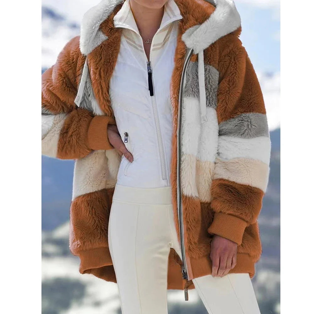 Veste à capuche oversize en peluche – Femme