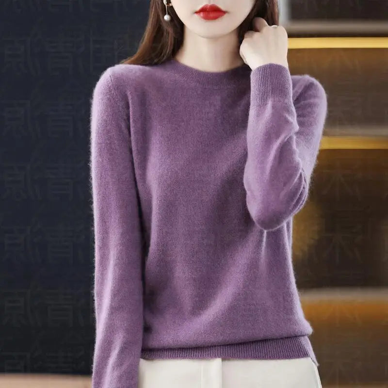 Pull fin en maille à col rond – Femme