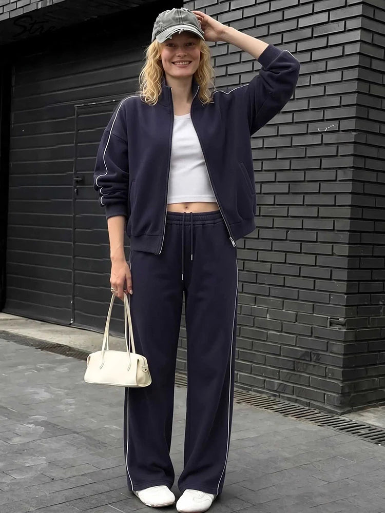 Pantalon de jogging droit à bandes latérales – Femme