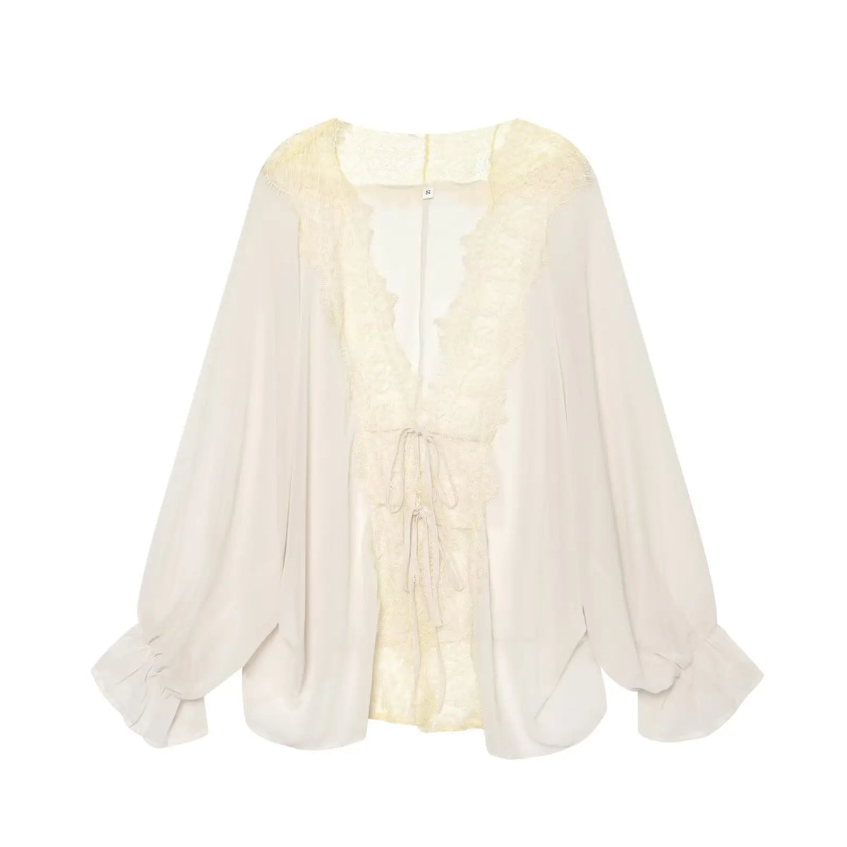 Blouse en dentelle à manches lanterne – Femme