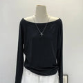 Asymmetric Shoulder Long-Sleeve Top – Women