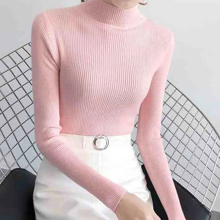 Classic Mock Neck Slim Sweater – Women
