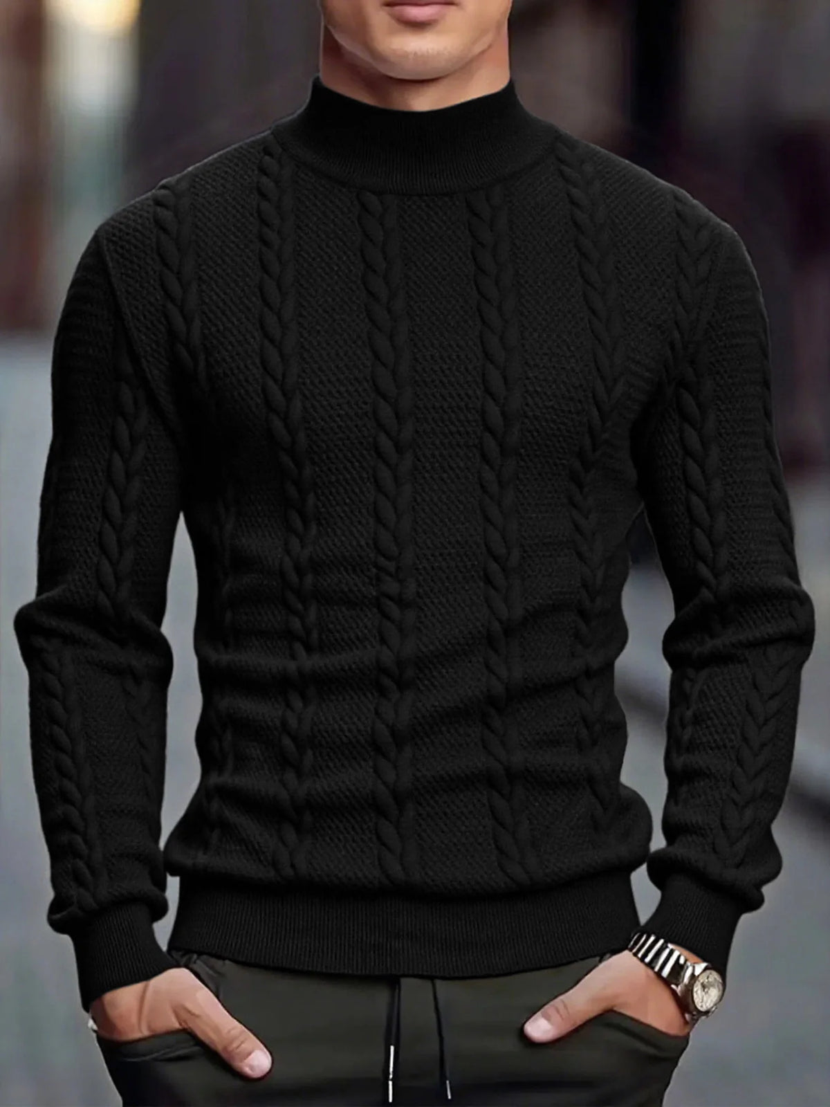 Twist Knit High-Neck Sweater – Men