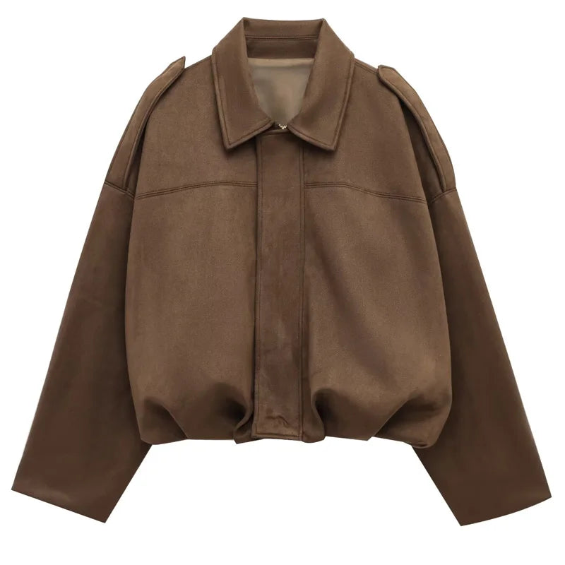 Cropped Suede Bomber Jacket – Women