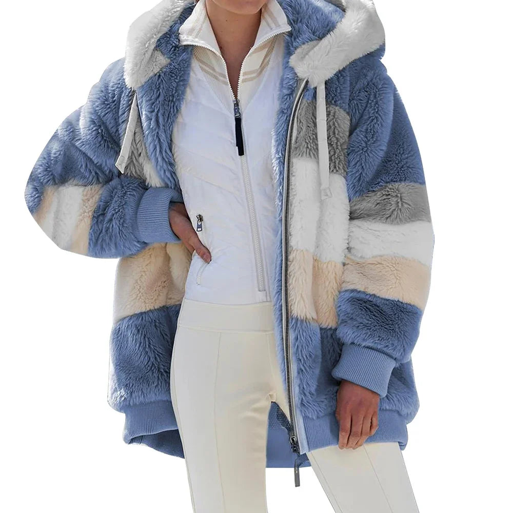 Veste à capuche oversize en peluche – Femme