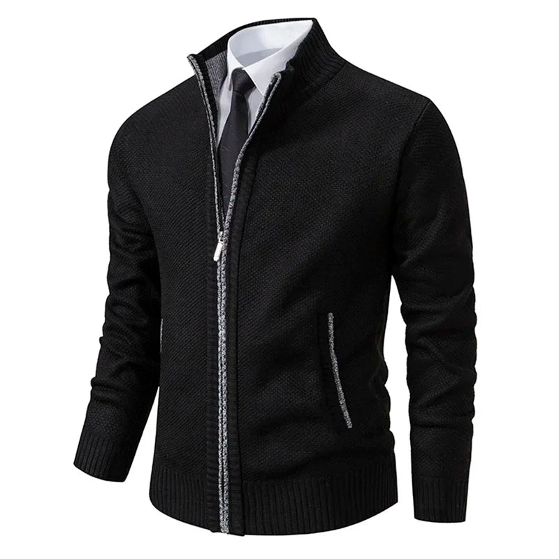 Zip Stand-Collar Knit Jacket – Men