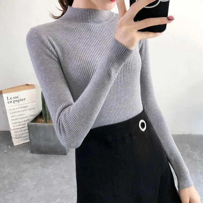 Pull vintage en maille à col montant – Femme