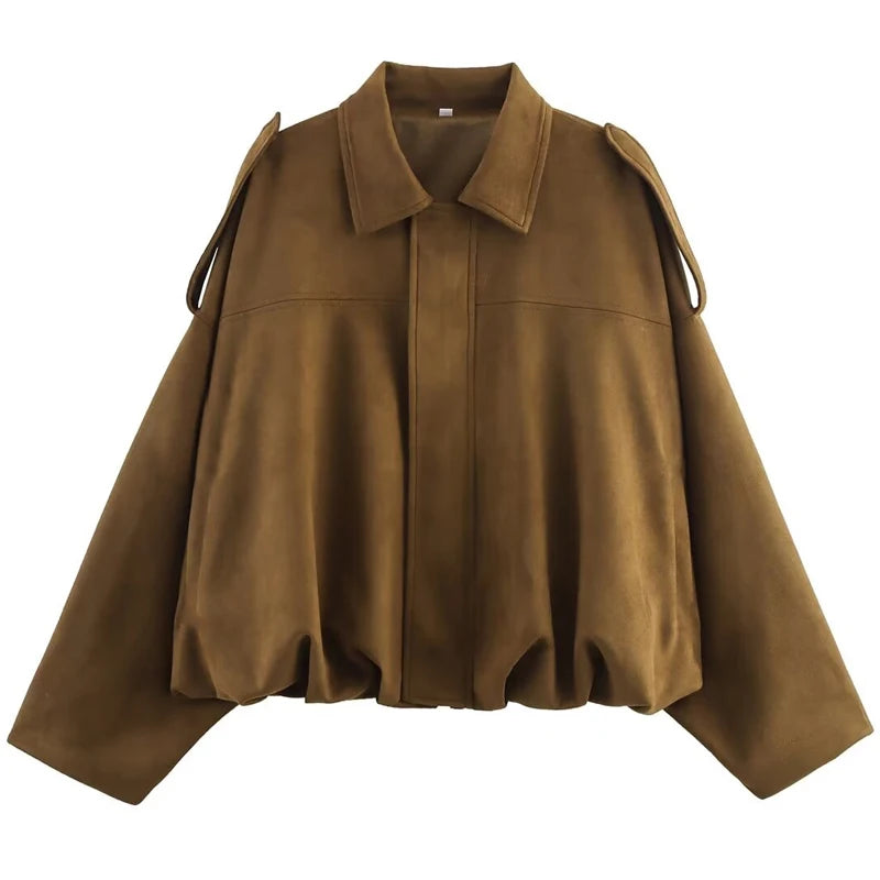 Cropped Suede Bomber Jacket – Women