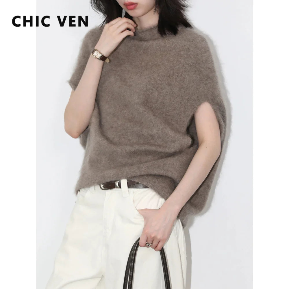 Oversized Turtleneck Wool-Blend Vest – Women