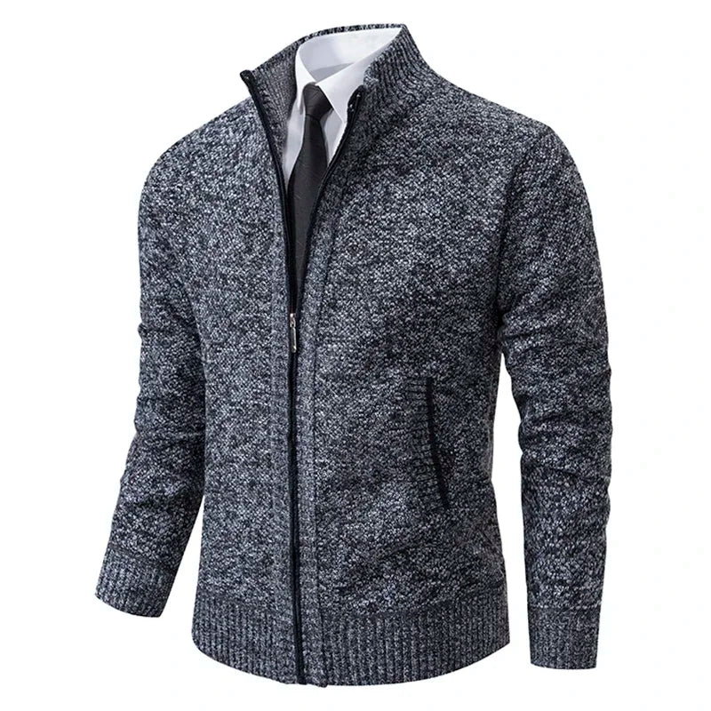 Zip Stand-Collar Knit Jacket – Men