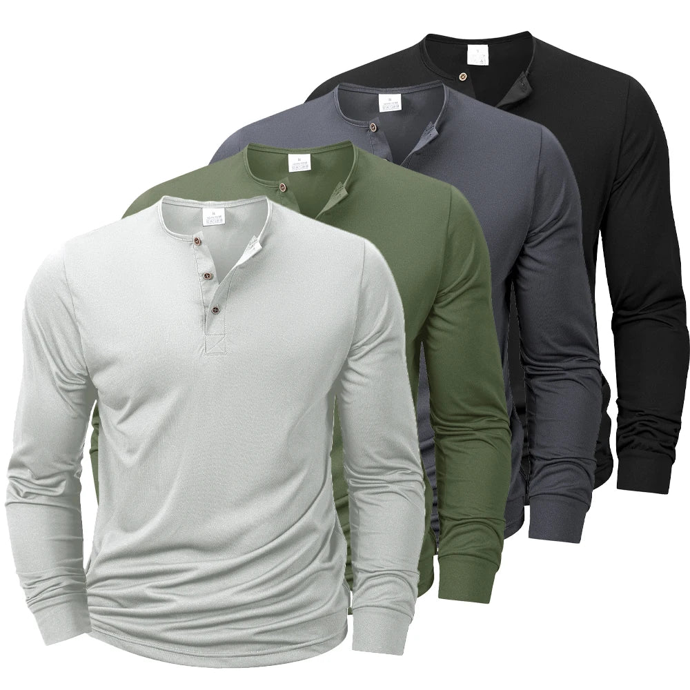 Long-Sleeve Henley Tee – Men